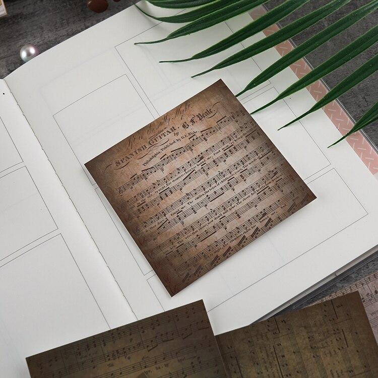 Papel de fondo de Material musical Vintage, planificador diario, papel decorativo para manualidades, bricolaje, 12 Uds.
