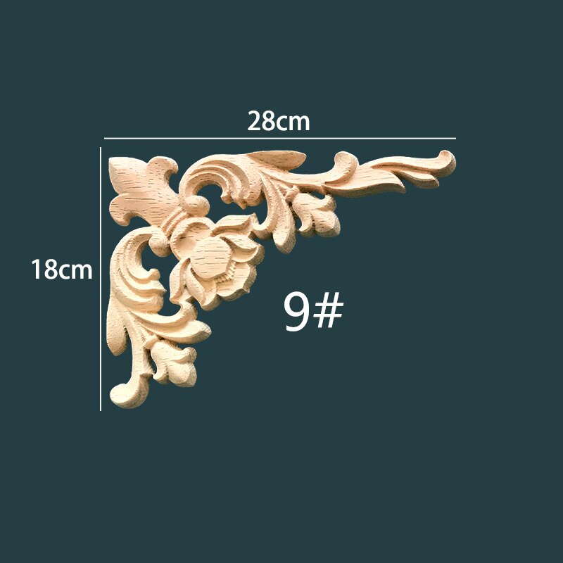 Onlay houten lijstwerk houtapplicatie houten hoekbloem ongeverfd modern houtsnijwerk gesneden houten hoekmeubeldecoratie