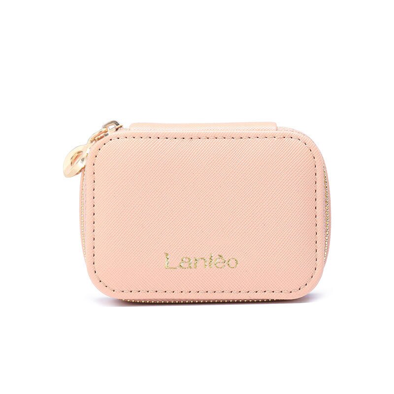 PUOU estuche portátil de cuero para espejo cosmético Mini bolso para mujer, bolsa de maquillaje para lápiz labial, bolsa para guardar joyas, bolsa para lápiz labial: orange