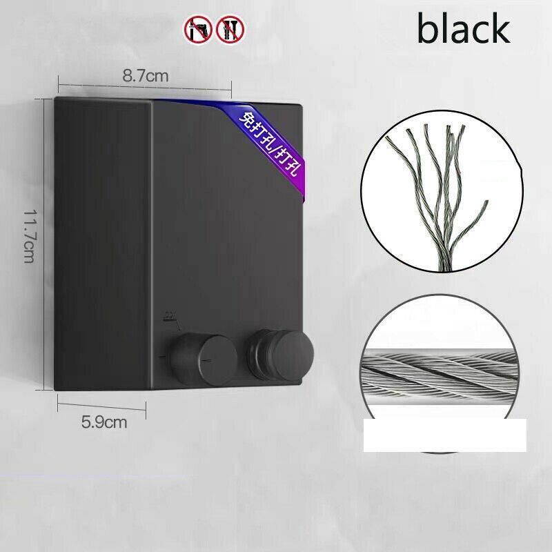 Clothesline Washing Clothes Line 20KG Indoor Outdoor Retractable Laundry Product: Black