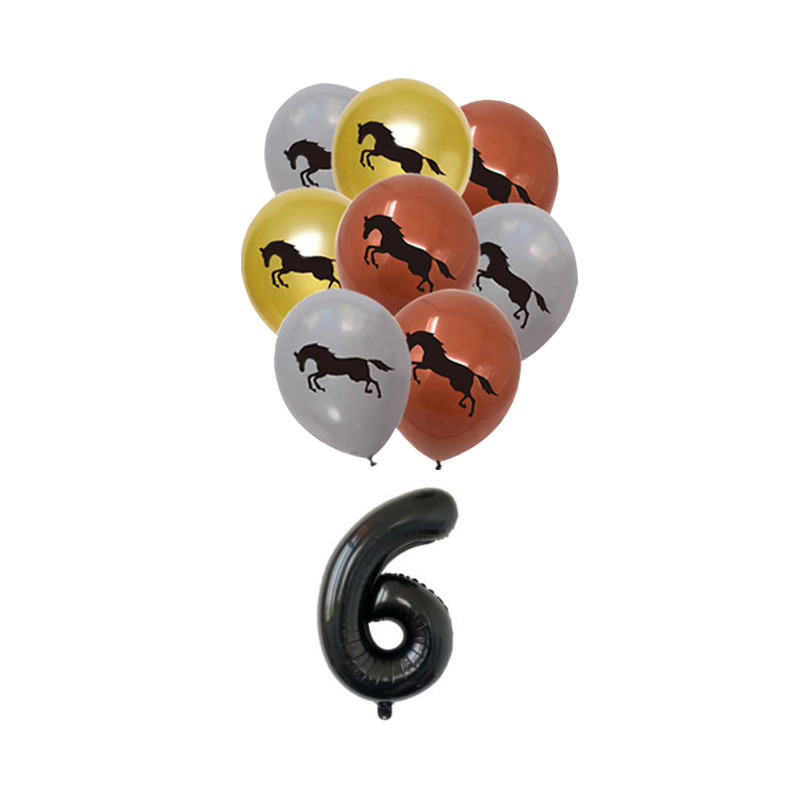 Decorazione per feste a tema cavallo impostato di palloncini con numero di cavallo Stoviglie usa e getta Tema cowboy Compleanno Forniture per bambino doccia Bomboniera per bambini