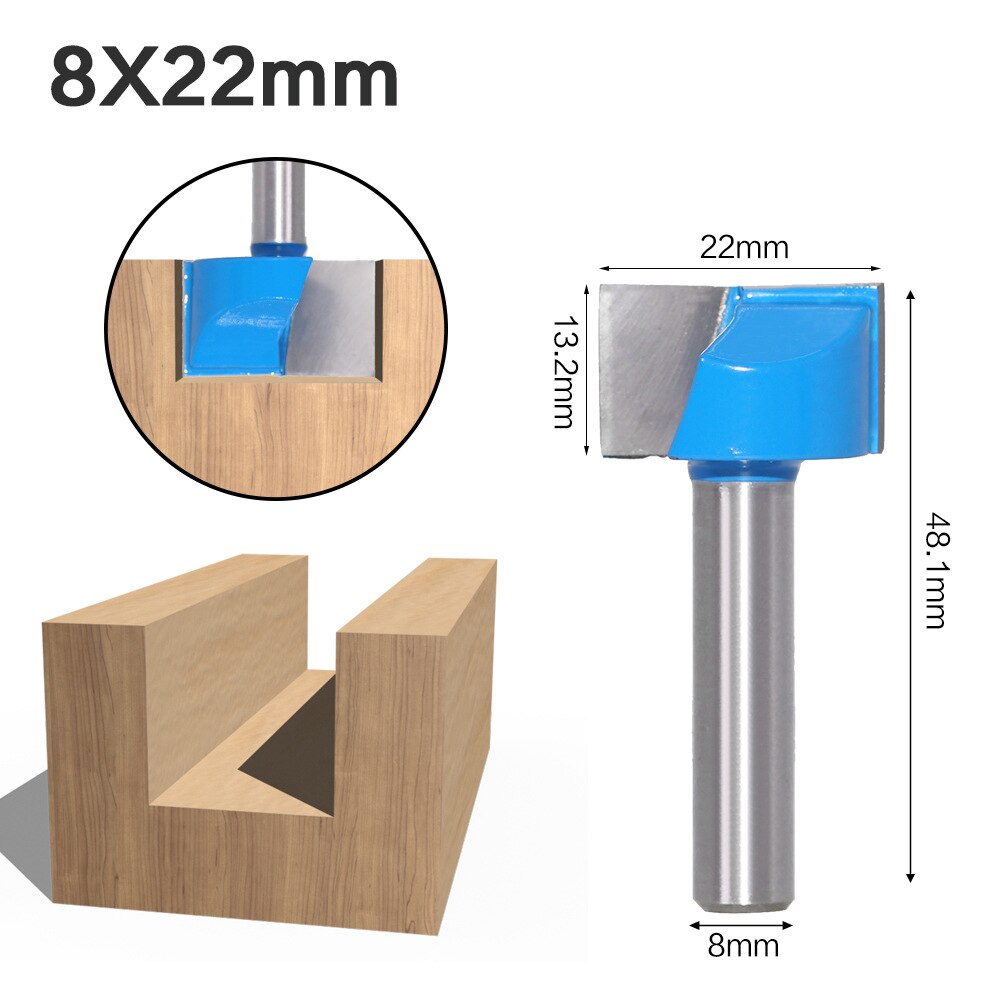8mm Shank Surface Planing Bottom Cleaning Wood Milling CNC Cutter Engraving Knife Router Bit Woodworking Tools 10-32mm for wood: 8X22mm