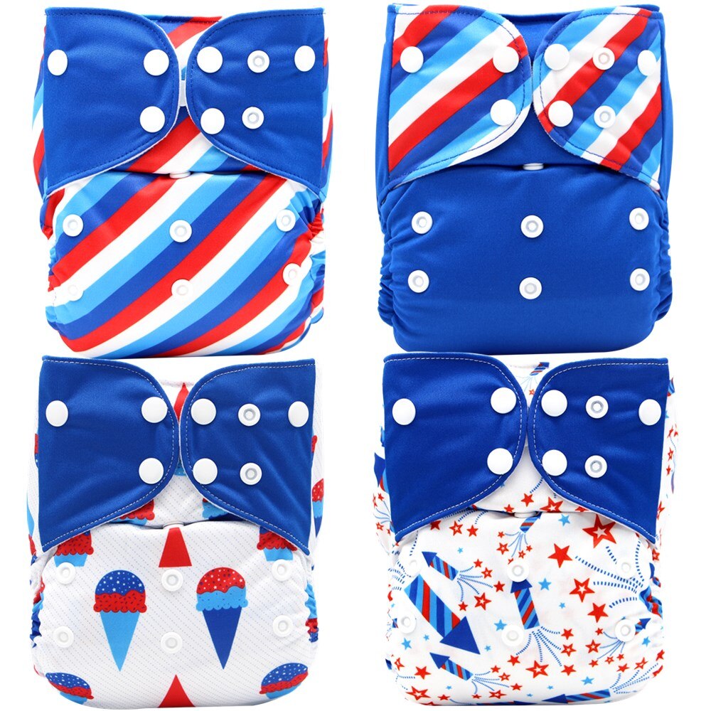 4pcs/pack Baby washable cloth diaper Reusable Nappy Cover Pocket dipers for baby products fralda ecologica couche lavable bebe