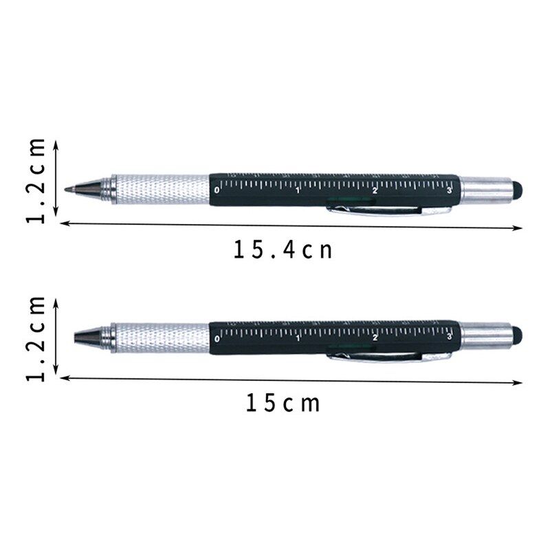 6 in 1 Multi Purpose Pen with Capacitive Touch Screen Ruler Multi Head Screwdriver Work Functional Sign Tool Pen