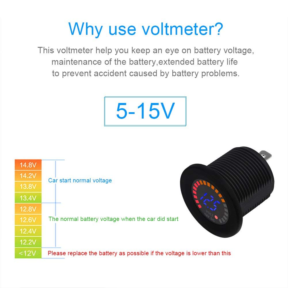 Wasserdicht 12V DC Voltmeter Farbe LED Digital Anzeige Spannung Meter Batterie Tester für Marine Auto Motorrad Lkw Stiefel RV