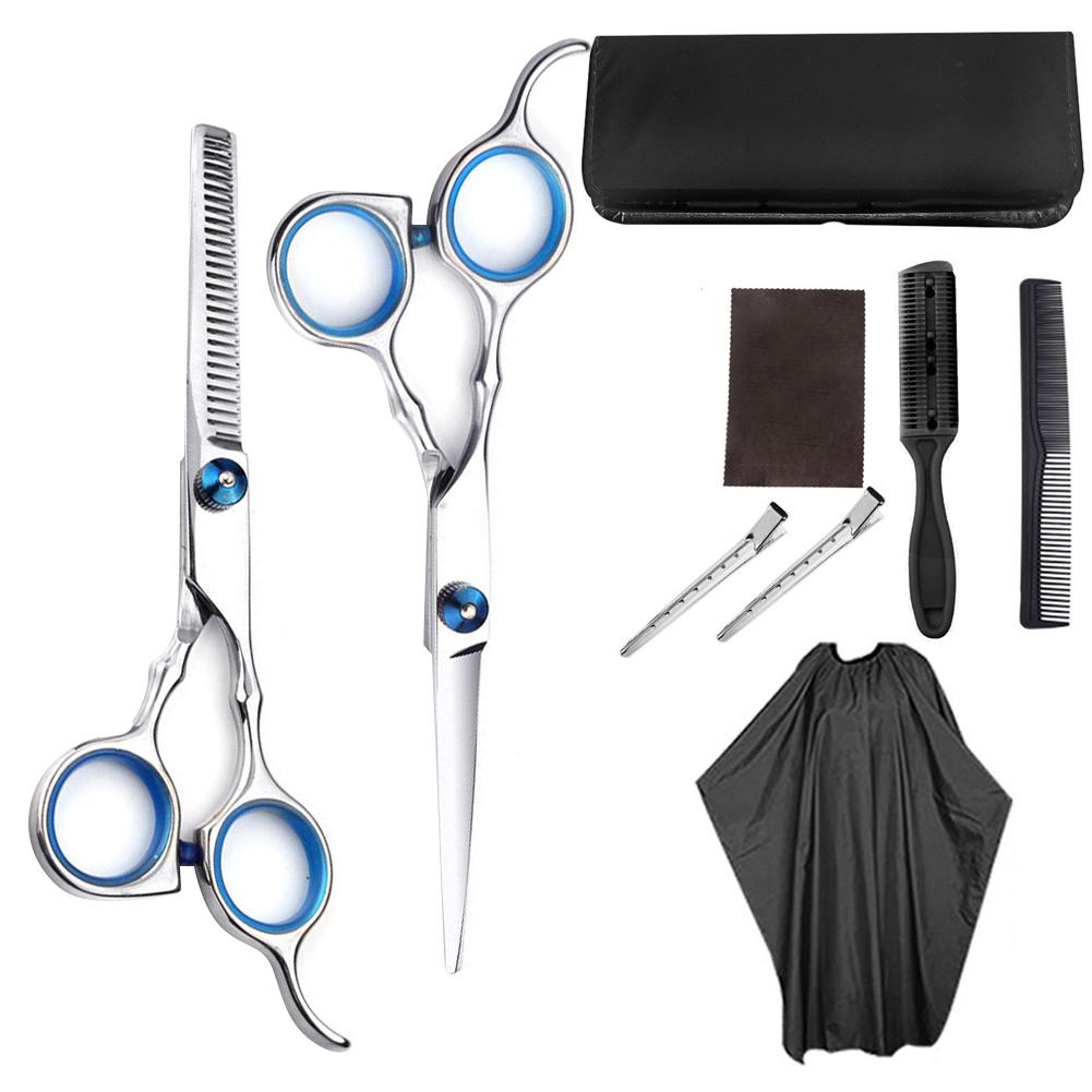 1/5/9 PCS Hairdressing Scissors Kit Hair Cutting Scissors Hair Scissors Tail Comb Hair Cape Hair Cutter Comb: 9pcs