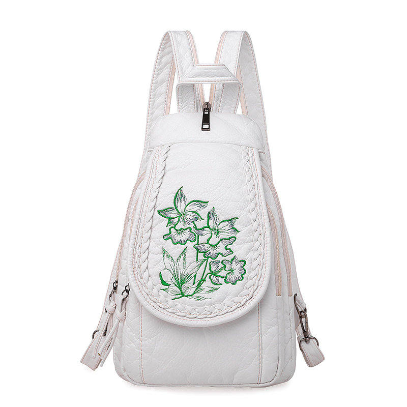 Mochila feminina de couro para mulher e menina, bolsa de ombro feminina de alta qualidade feita em couro macio, ideal para viagens e escola de 2019 nova varal: white style1