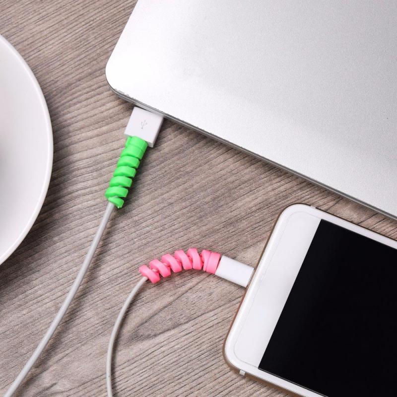 Universal 2pcs Protector Saver Cover For Apple iPhone 8 X USB Charger Cable Cord
