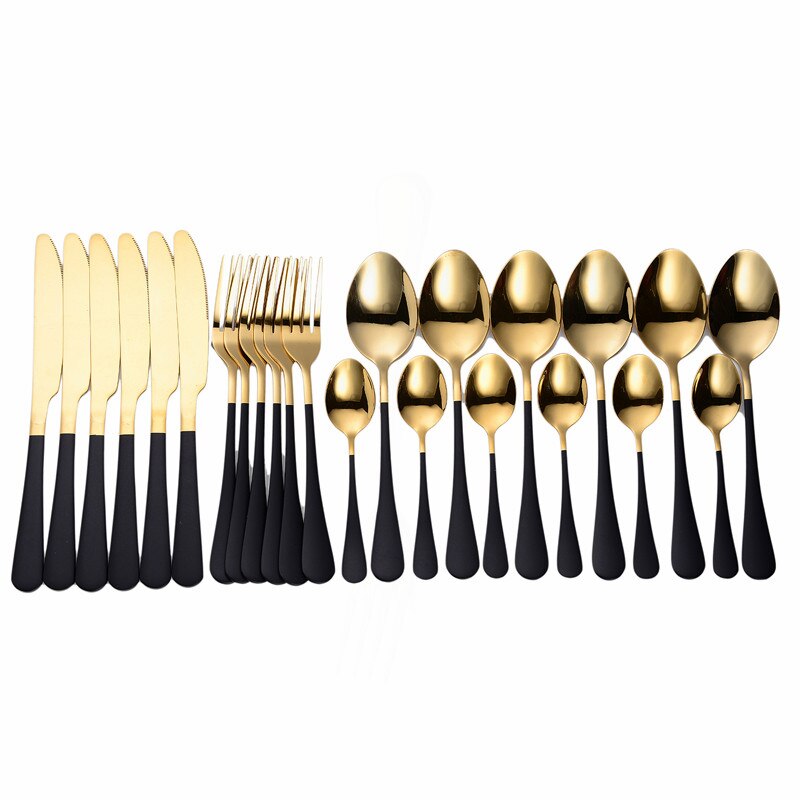 Roze Goud Bestek Set Roestvrij Stalen Bestek Set 24Pcs Keuken Servies Sets Vorken Lepels Messen Volledige Servies