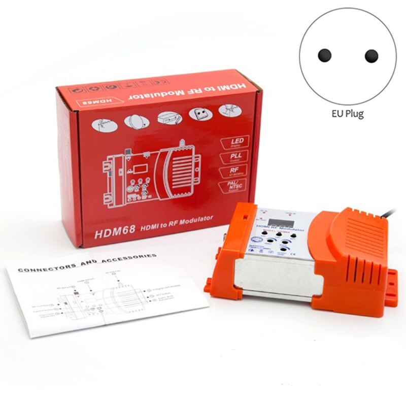 HDM68 Modulator Digital RF HDMI Modulator AV to RF Converter VHF UHF PAL/NTSC Standard Portable Modulator EU Plug