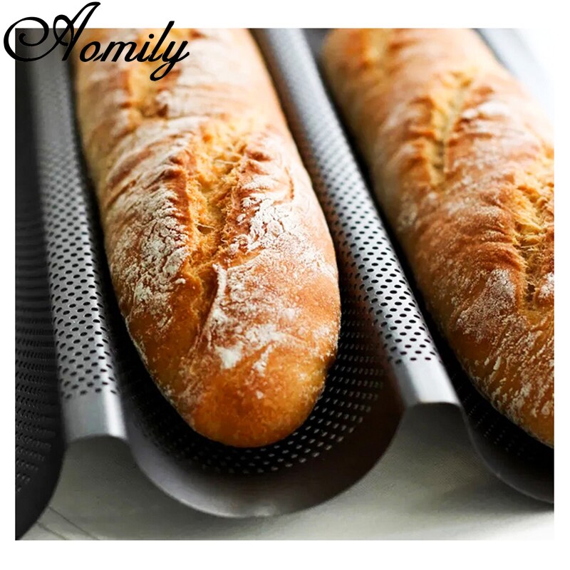 Amoliy French Stick Mould Carbon Steel 2/3/4 Groove Long Baguette Bread Baking Tray Mold Baguette Bake Mold Pan Bakery Tools