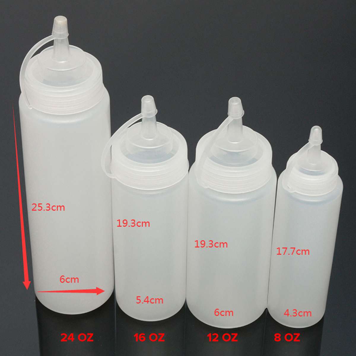 24Oz Squeeze Squirt Condiment Oil Bottles Plastic Honey Dispenser with Nozzles Ketchup Sauces Bottles Kitchen Gadget Accessories