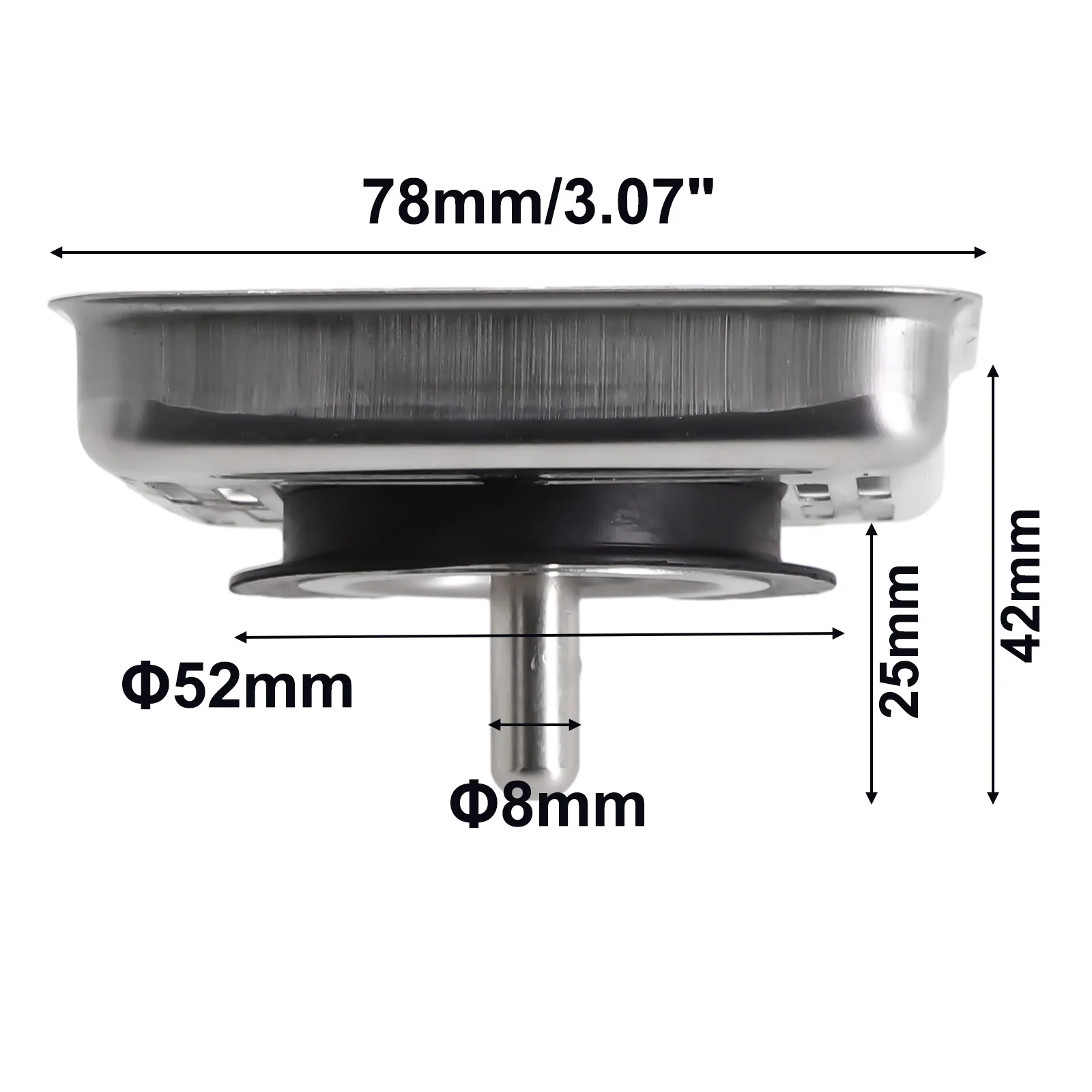Square Stainless Steel Kitchen Sink Strainer Drainer Post Stopper Waste Plug Waste Plug Sink Filter Basin Sink Drain