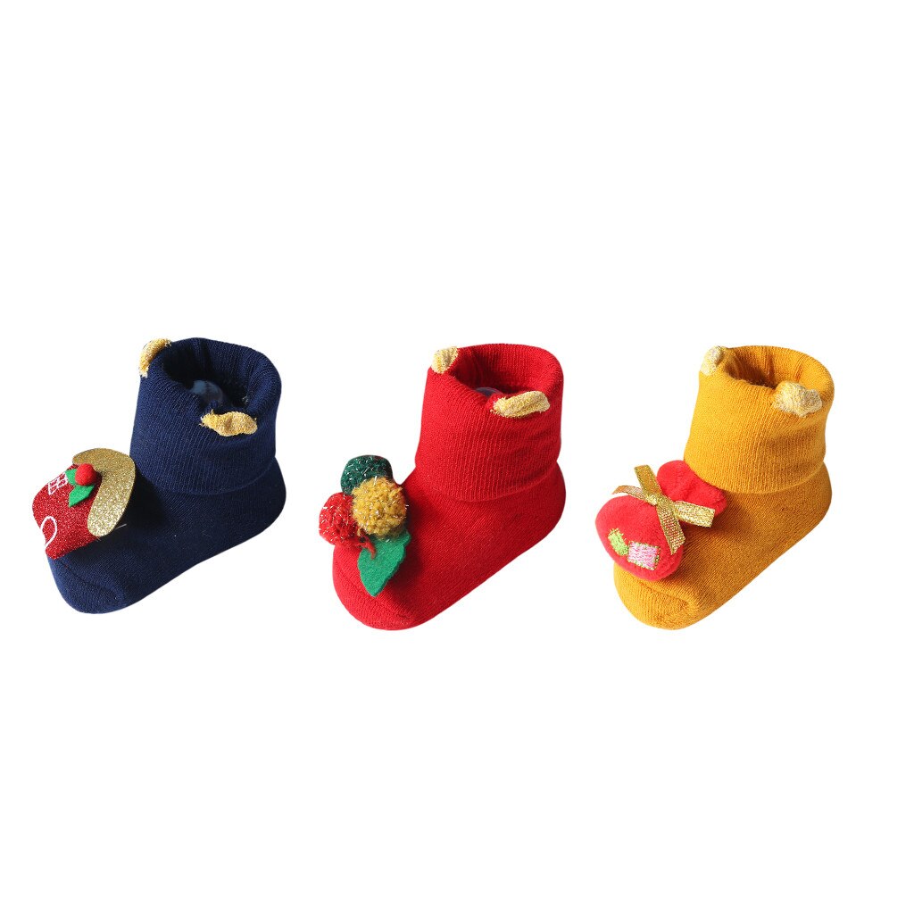 Weihnachten Socken Baby Niedlich Cartoon Socken Kleinkind Kinder baby Jungen Mädchen Weihnachten Santa Deer Anti-Slip Gestrickt Socken Calcetines: Red