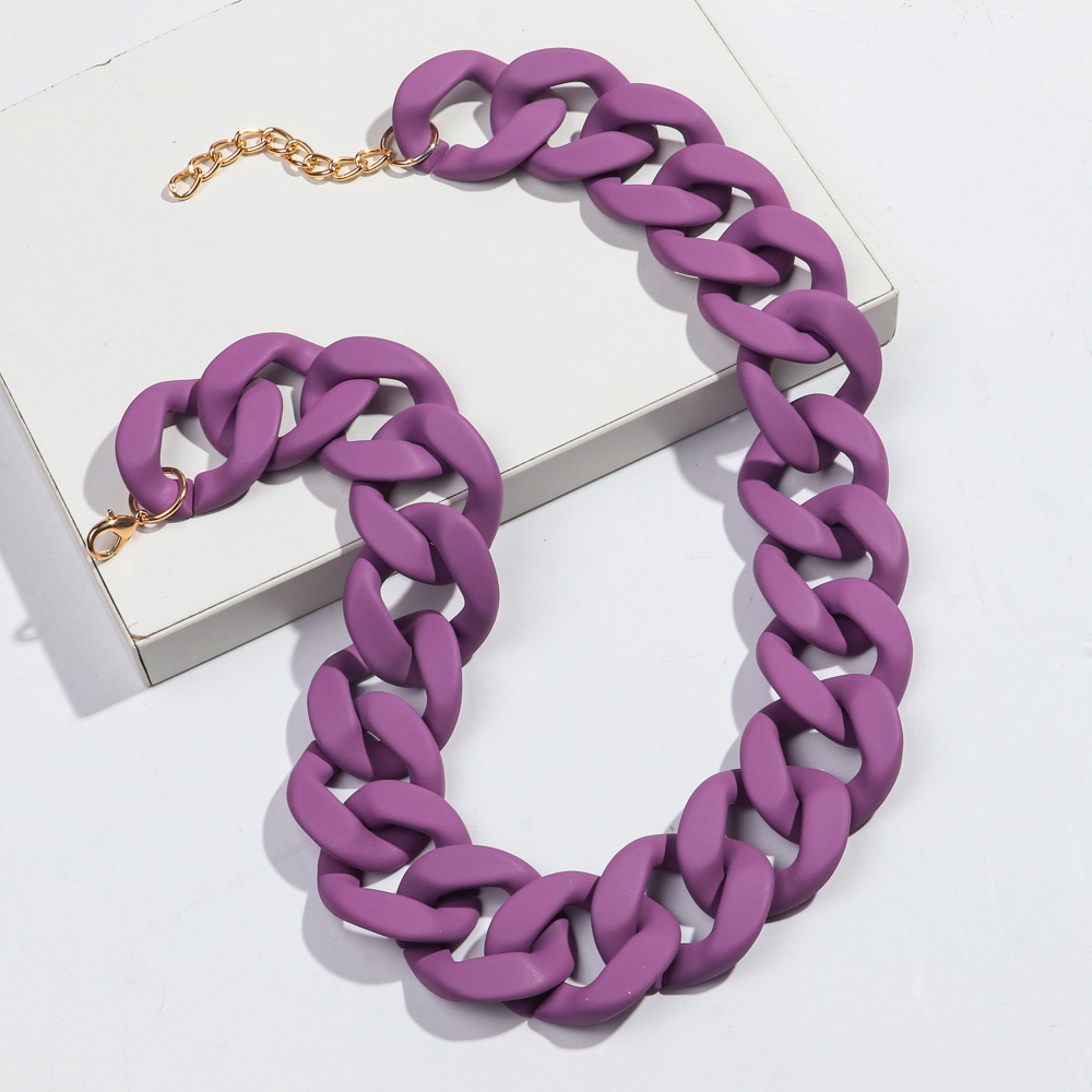 Nuevos collares gargantilla de cadena ancha de acrílico mate colorido para mujer, Collar grueso de resina bohemia llamativo, joyería de: Color dorado