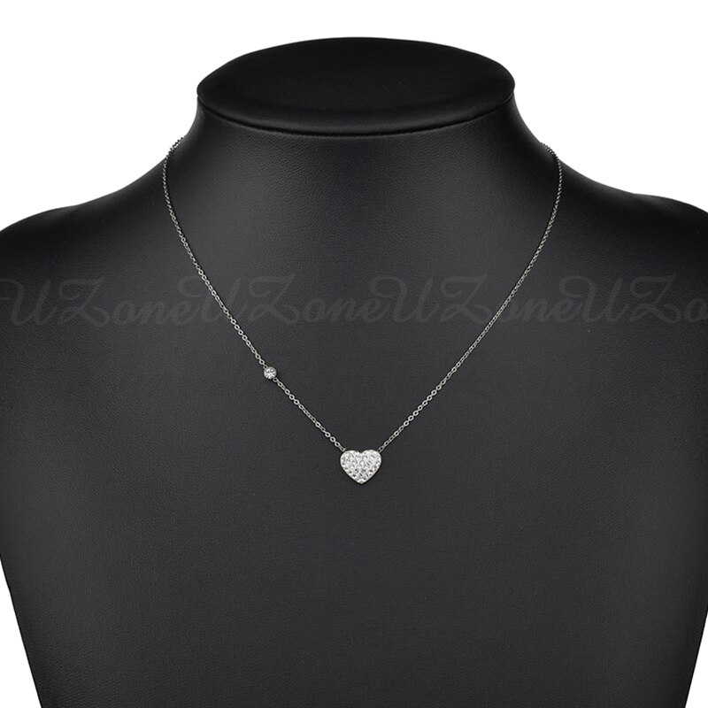 UZone-gargantilla de lujo con colgante de corazón de circonia cúbica para mujer, collares de cadena de acero inoxidable, de joyería para boda