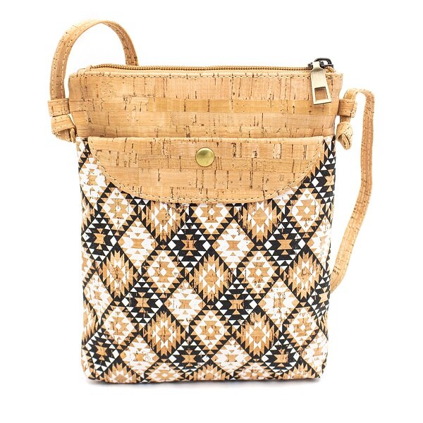 Natural cork with pattern small crossbody purse bag BAG-602