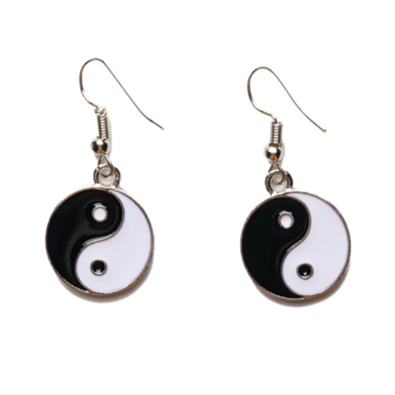 EK1009 Mode Zwart Wit Tai Chi Oorbellen Voor Vrouwen Eenvoudige Retro Taiji Dangle Oorbellen Verklaring Bijoux