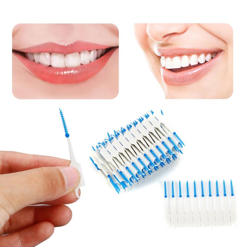 120Pcs Tand Flossen Head Zachte Siliconen Tand Picks Double-Ended Tandenstoker Floss Inter Borstel Tanden Stick Hygiëne Gereedschap