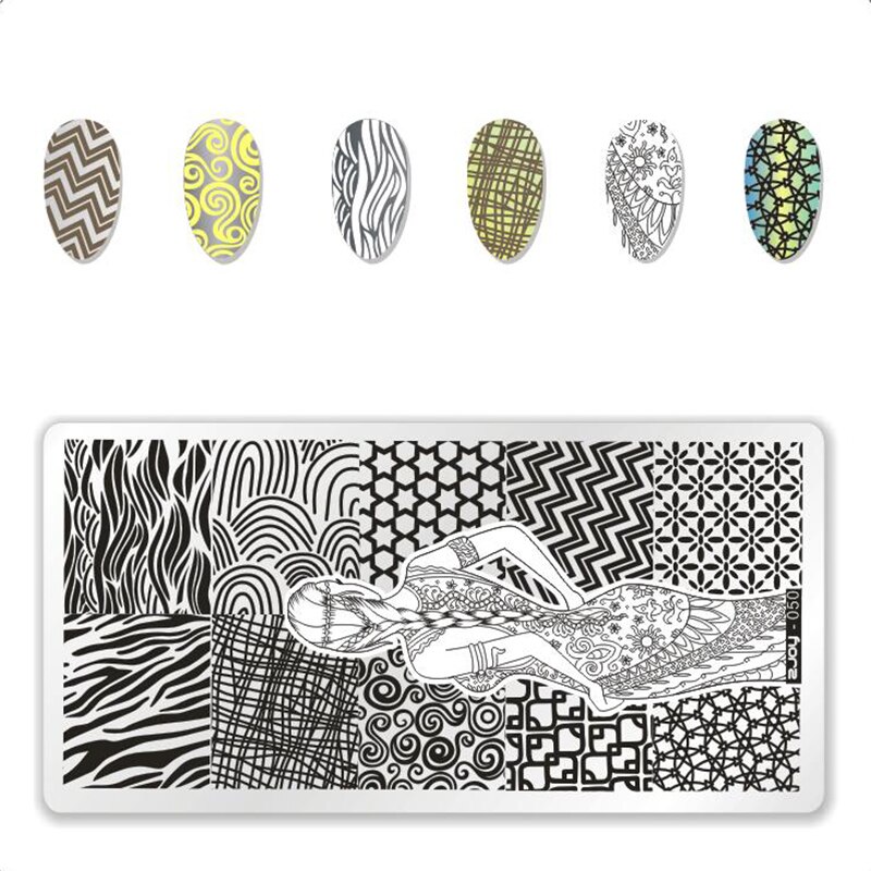 Serie Zjoy placas de estampado para manicura Estilo de China onda grulla salvaje Gazebo dados bambú serie Plantilla de sellos para decoración DIY manicura