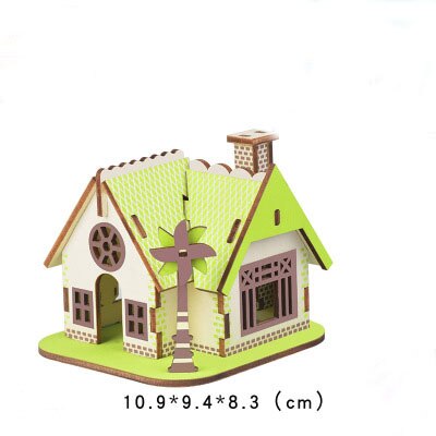 Christmas goods 3D wooden puzzle toy building house DIY manual assembly kit children's educational toys: A