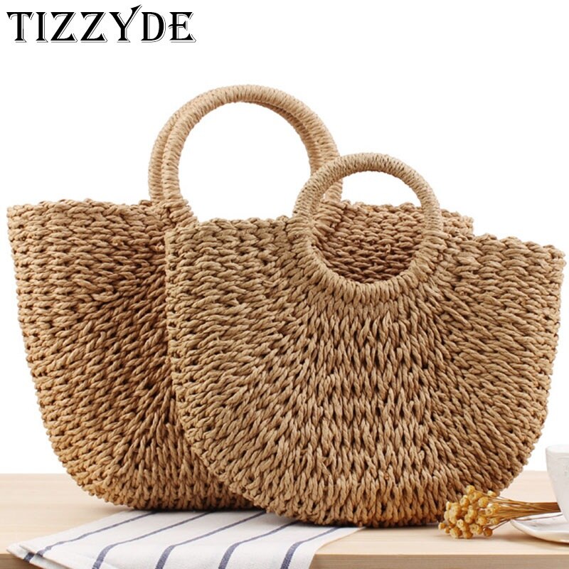 Estilo Bohemian praia shell saco bolsa de palha cor sólida simples lenço mão-tecido saco ocasional da praia do verão bolsa foto ZCY207