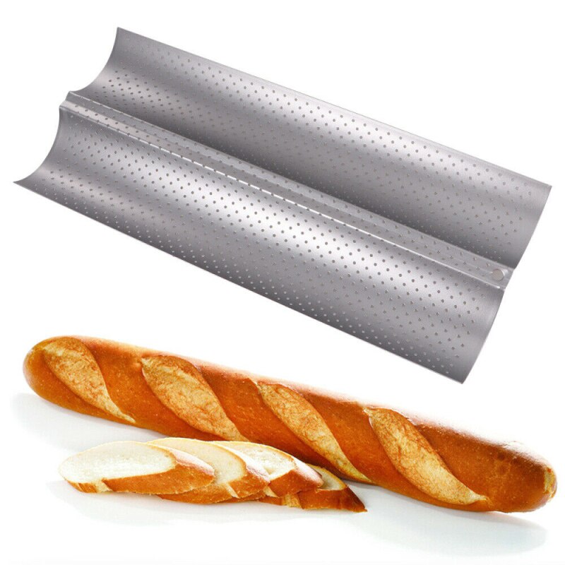 2 Grids Baguette Mold Franse Brood Bakvorm Zilveren Non-stick Bakken Oven Met Luchtgaten Thuis Bakken Pan duurzaam Keuken Gereedschap