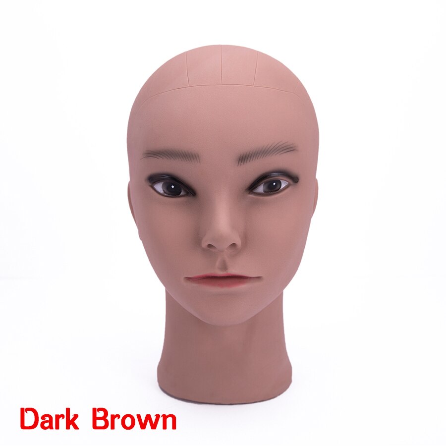 Alileader Vrouw Kaal Mannequin Hoofd Met Kosmetiek Praktijk Afrikaanse Oefenpop Hoofd Voor Haar Styling Pruiken Maken: bark brown