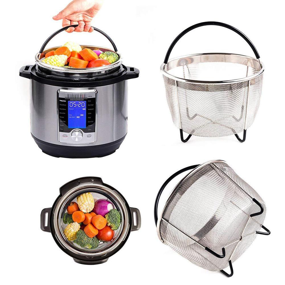 Steamer Basket for Instant Pot 304 Stainless Steel Mesh Steamer with Silicone Handle Kitchen Accessories for Steaming Vegetable