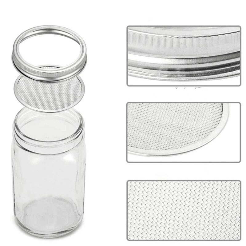 Stainless Steel Sprouting Jar Lid with Sprouting Stands and Sprouting Lids for Wide Mouth Mason Jars to Make Sprout 86mm