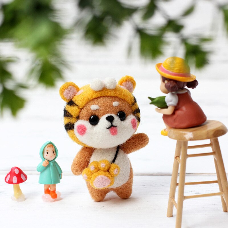 10pcs/set Custom Doll Wool Felt Craft Material Bag Pack Doll dog Needle DIY Material Kit