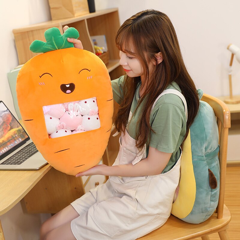 8 stk/pose kawaii kanin snack pude jordbær fyldt frugt dukke avocado/banan/gulerod baby fødselsdag værelse dekoration
