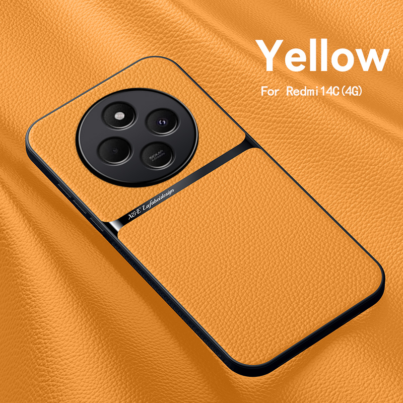 Luksuriøst magnetisk skinndeksel i ensfarget farge til redmi 14 14c støtsikkert bakdeksel: Gjennomsiktig mørk rosa / Redmi note 14 pro+