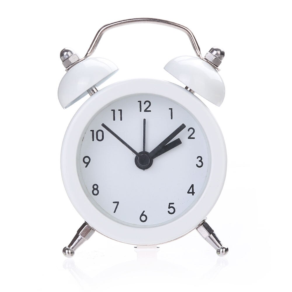 Alarm Clocks Metal Alarm Clock Night Silent Functional LED Light Alarm Clock Kids Room Home Decoration Accessories: White
