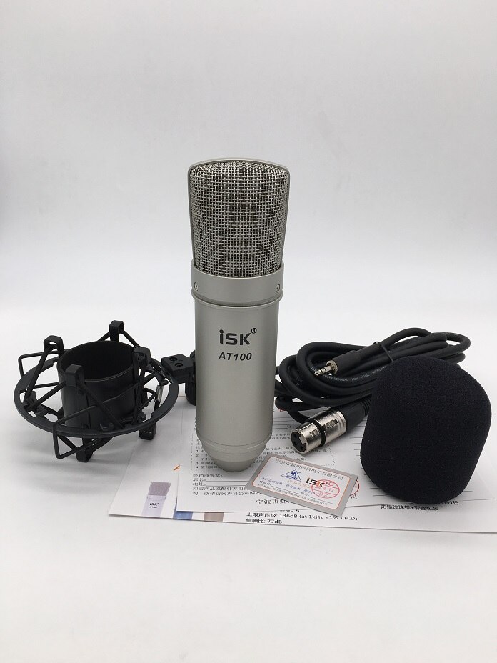ISK AT100 Microphone Condenser Microphone for Computer Recording Studio Performance Network karaoke with Shock Mount: no retail box