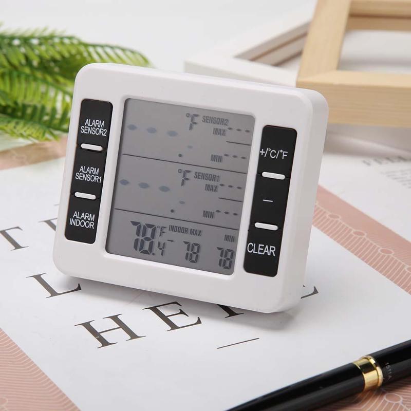 LCD Digital Thermometer Temperature Meter Indoor Outdoor Weather Station Wireless Transmitter with C/F Max Min Value Display
