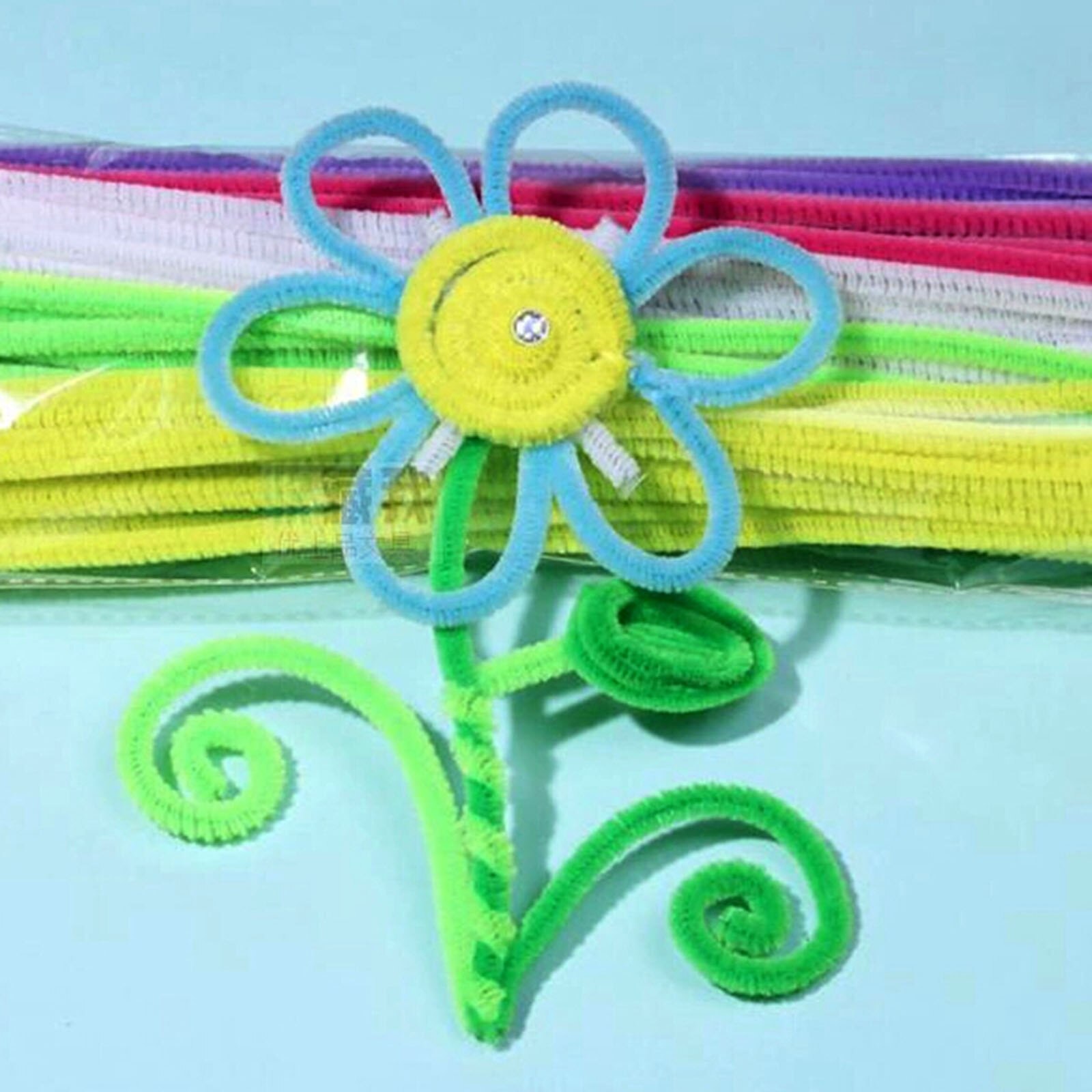 DIY Handicraft Chenille Stem 100Pcs Plush Villus Strips Bendable Wool Tops Stick