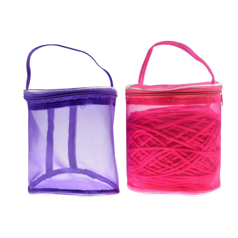 Portable Wire Mesh Weaving Round Bags Wool Storage Bag Yarn Crochet Storage Organizer Knitting Baskets Lightweight