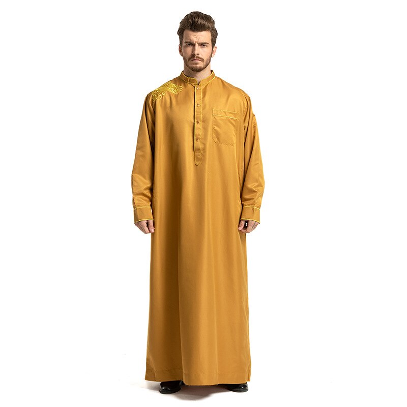 Mannen moslim gewaden islamitische kleding dubai arabisch abaya kaftan eid mubarak gebed jubba thobe kleding mannen 3 kleuren