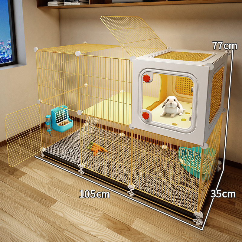 Jaula grande para conejos con zona para dormir separada, cómoda interior con bandeja extraíble para conejillos de indias, casa para conejitos, recinto para conejillos holandeses: Transparente