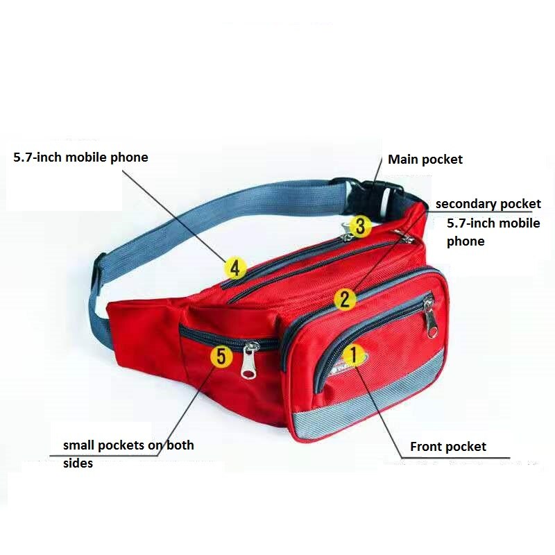 Unisex Canvas Waist Bag - Multi-Pocket Travel Fanny Pack - Adjustable Belt