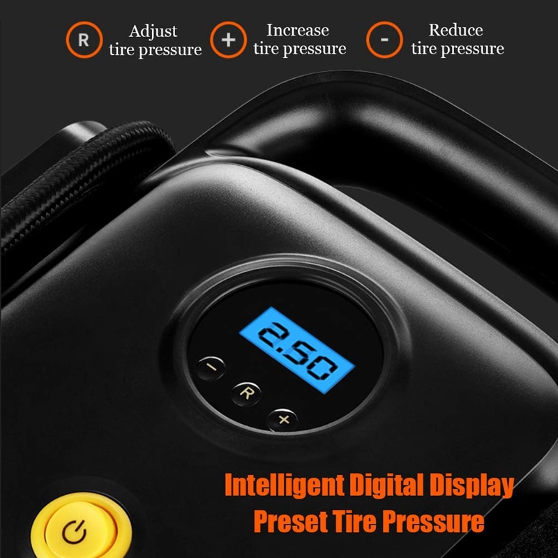 Air Compressor Tire Inflator Portable,Digital Pressure Gauge Auto Shutoff DC 12V Car Tyre Pump With Extra Nozzle And LED Light f