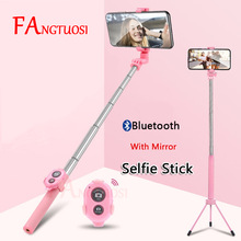 Fangtuosi Draadloze Bluetooth Selfie Stok Handheld Uitschuifbare Monopod Met Spiegel Shutter Remote Mini Statief Voor Iphone