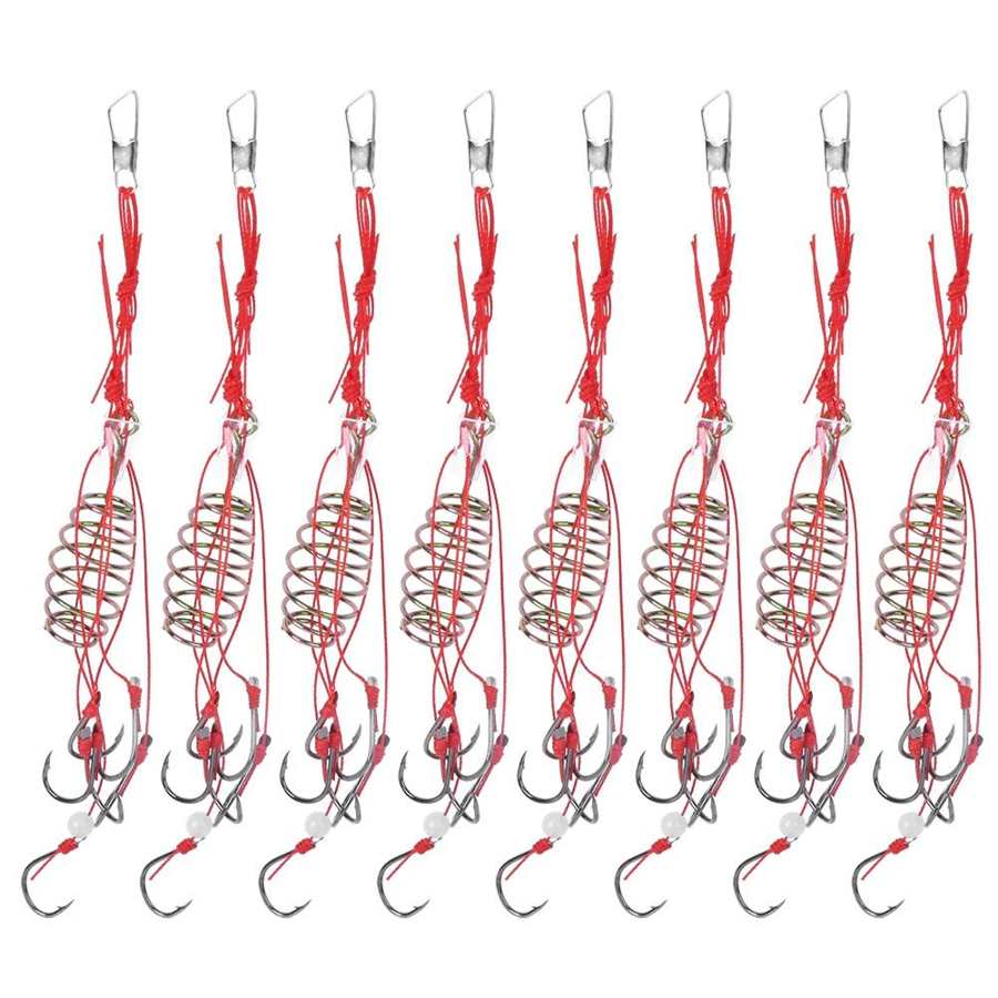 8 Pieces Explosion Fishing Hooks Fishing Lure Bait Trap Feeder Cage Sharp Fishing Hook with Stainless Steel Springs