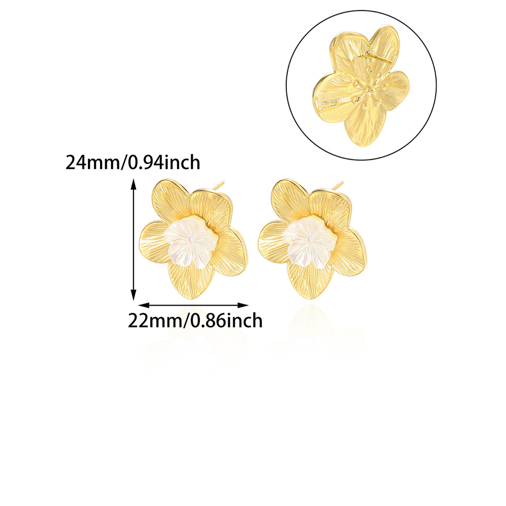 Geometric Flower Stainless Steel Earrings Women Sweet Sunflower Star Gold Color Ear Piercing Jewelry Wedding Accessories: Antique Copper Plated