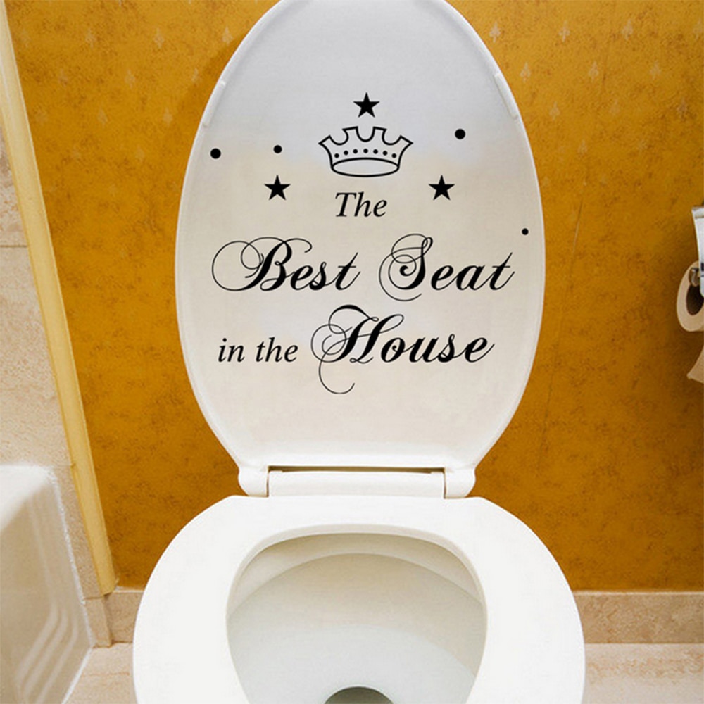 The Throne Crown Toilet Wall Stickers Funny Black Toilet Seat Decal Removable DIY Toilet Background Mural Bathroom Home Decor