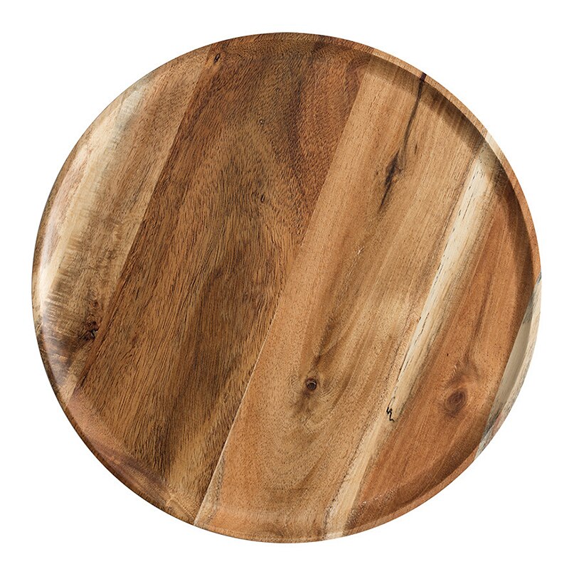 Napperon en bois causeuse en bois plaque de casserole en bois plats de fruits soucoupe plateau à thé Dessert assiette à dîner forme ronde vaisselle: 20.4cm B