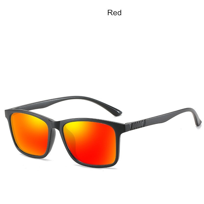 Vierkante heren gepolariseerde zonnebril klassieke vintage anti-reflecterende spiegel zonnebril voor dames  uv400: Rood