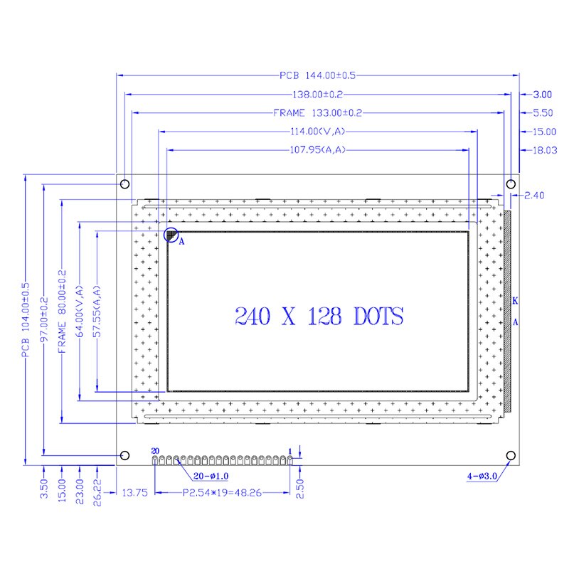 20Stift STN 240X128 LCD Grafik Modul HD61830B Regler Kompatibel LC7981 Blau Weiß LED-hintergrundbeleuchtung