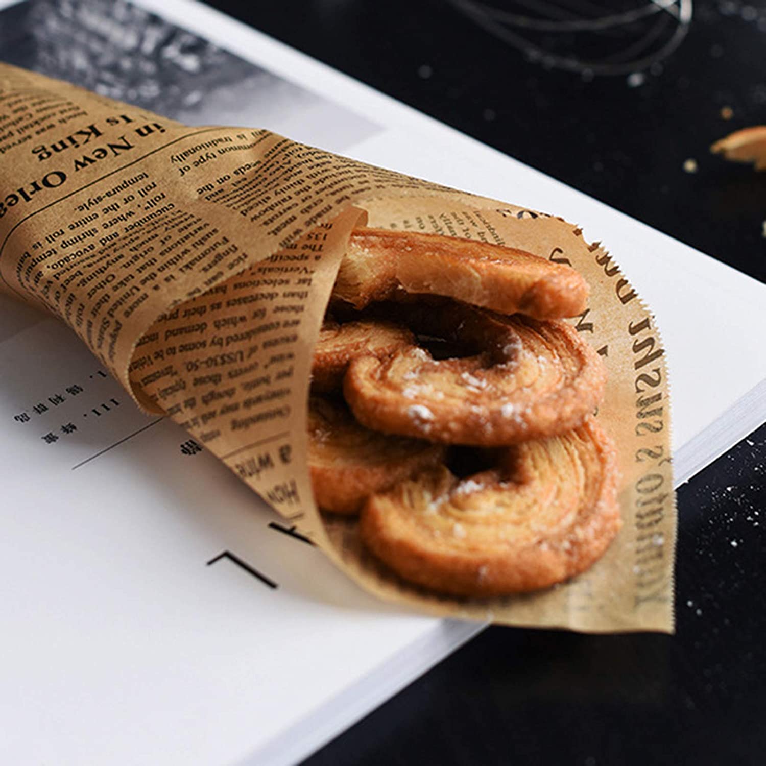 Papel de pergamino para envolver sándwich, envoltura de comida resistente a la grasa, revestimientos de cesta a cuadros, Impresión de periódico, papel de cera antiadherente, 200 Uds.